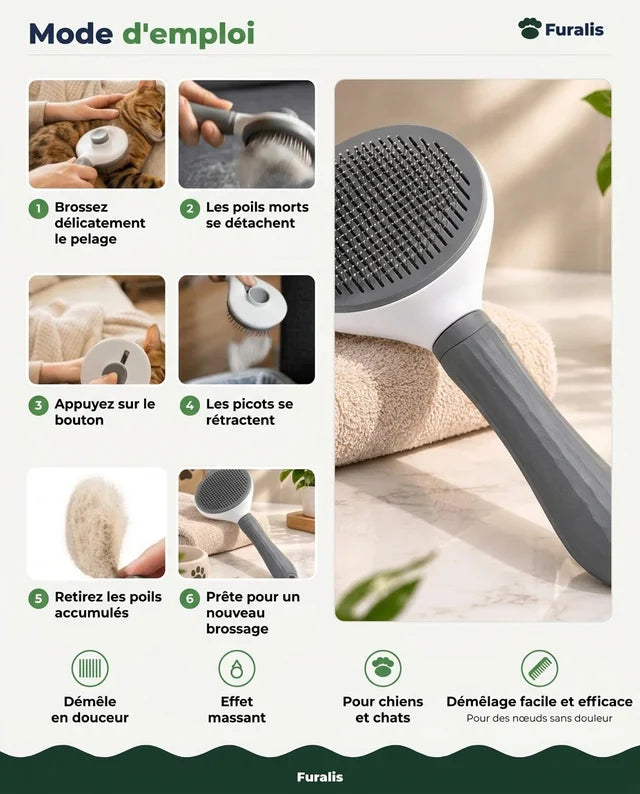Brosse Auto-Nettoyante Poils